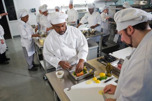 Production Kitchen with students